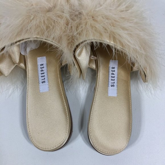 Sleeper Womens Manon Mules With Detachable Feathers Size 41 US 11 Champagne - Picture 9 of 11